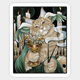 Cat Greek God of Sleep - Black Outlined Version Sticker